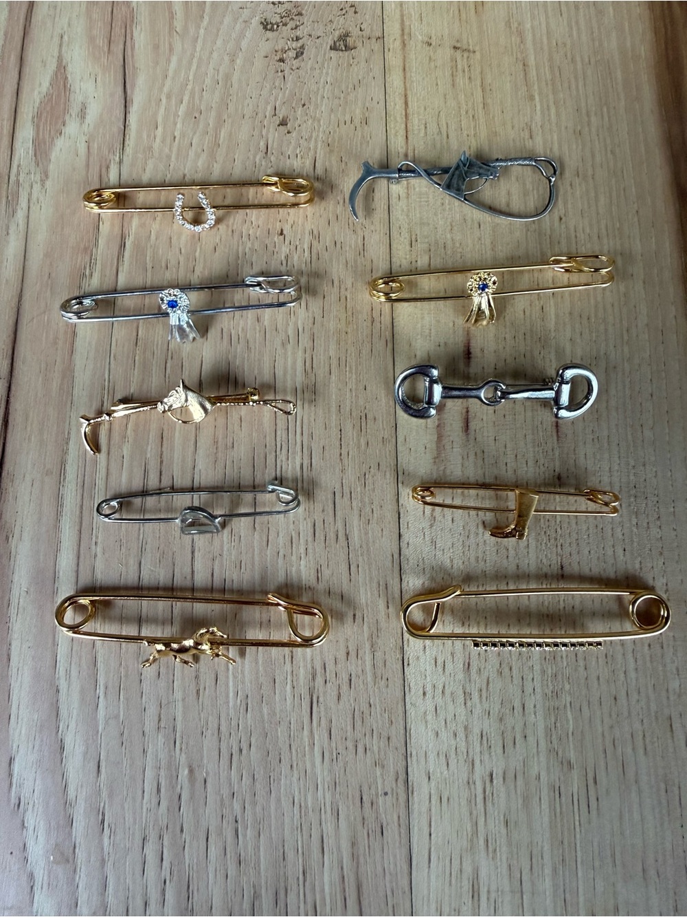 10 Equestrian Stock Tie Pin Lot D-For Foxhunting or Dressage